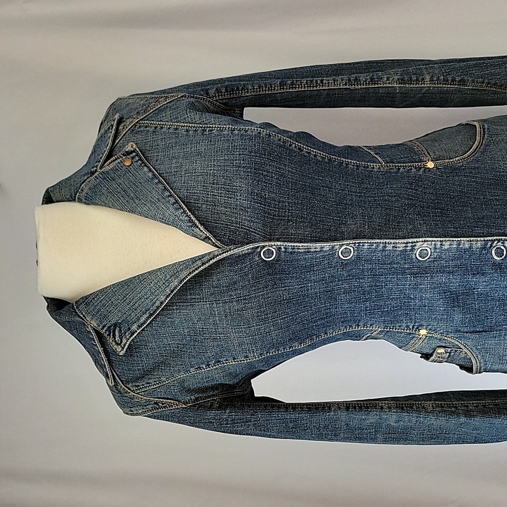 AG Adriano Goldschmied Long Denim Blazer Size Medium - Picture 7 of 14